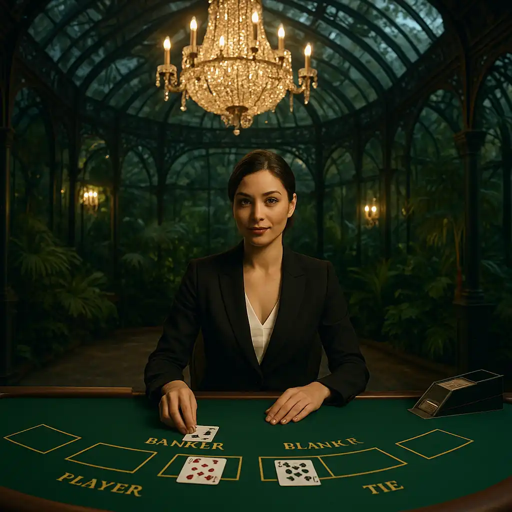 Table de casino live avec croupier dans un studio à l'ambiance parisienne raffinée